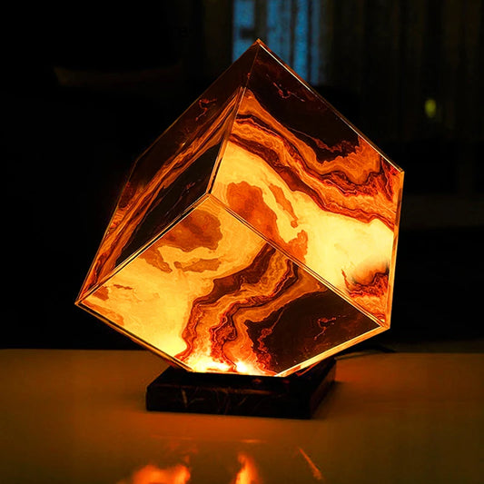 EleganceGlow Onyx Marble Lamp - Artistic Decorative Lighting