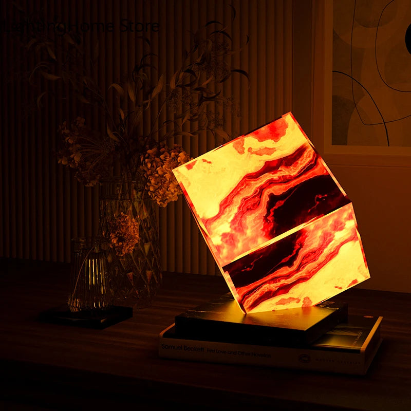 EleganceGlow Onyx Marble Lamp - Artistic Decorative Lighting